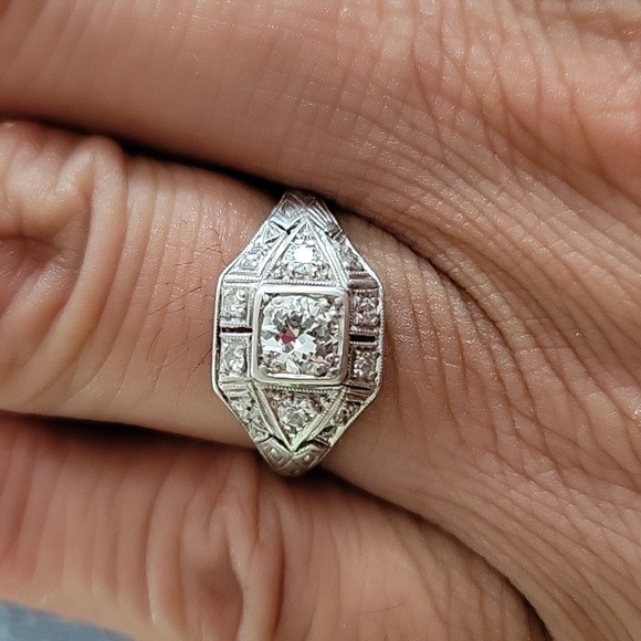 Art Deco About 1ct platinum diamond ring Size 6.5 - Picture 1 of 15